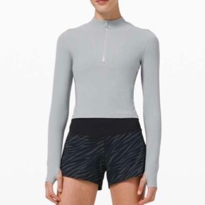 lululemon Gloss Trim Run 1/2 Zip LS Grey Size 4 NWT